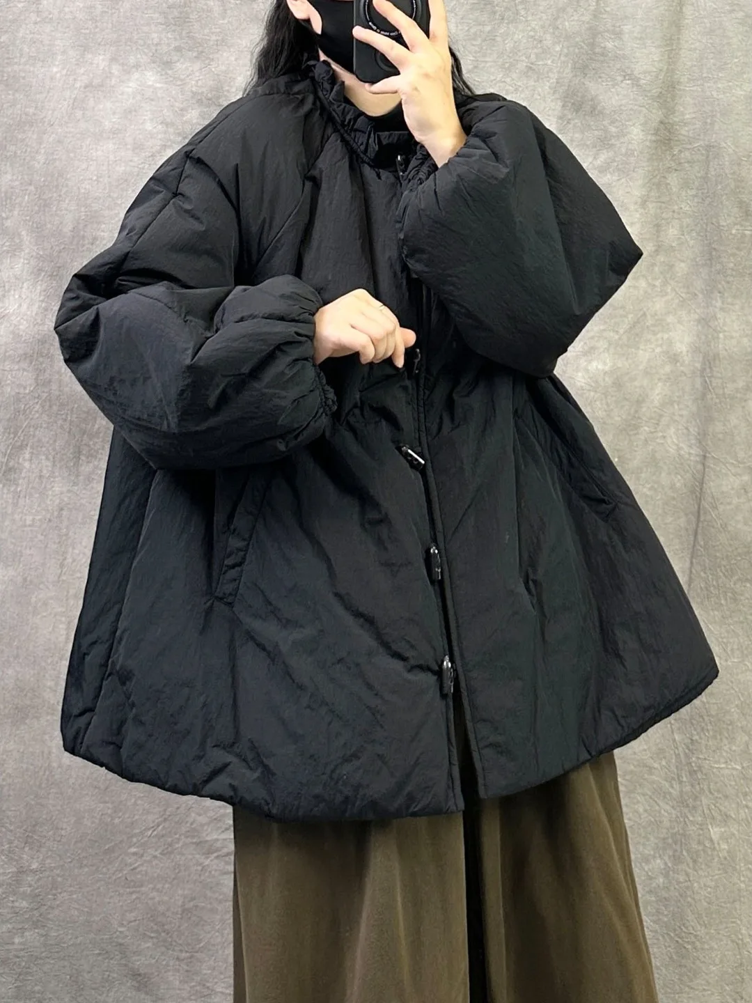 

New Chinese Sle Thiened Warm Loose Cotton Jaet Women's Autumn Winter Coat Long Sve Button up Cotton Padded Vest