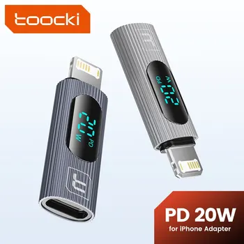 Toocki USB 2.0 디스플레이 OTG 어댑터, PD 20W 고속 충전 라이트닝 수-C 타입 암 커넥터, 아이폰 15, 14, 13 컨버터용