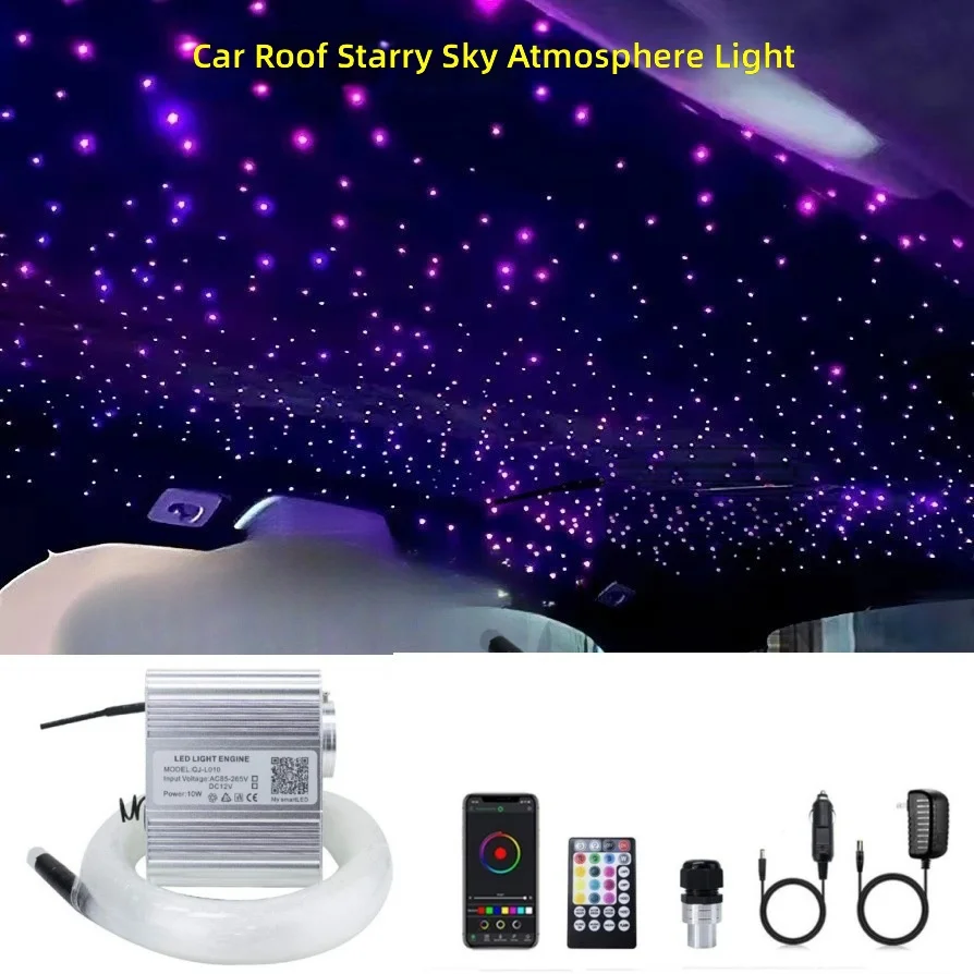 16W Car Starry Sky Ceiling LED RGBW Light APP Voice Control Auto Fiber Optic Ambient Interior Lamps