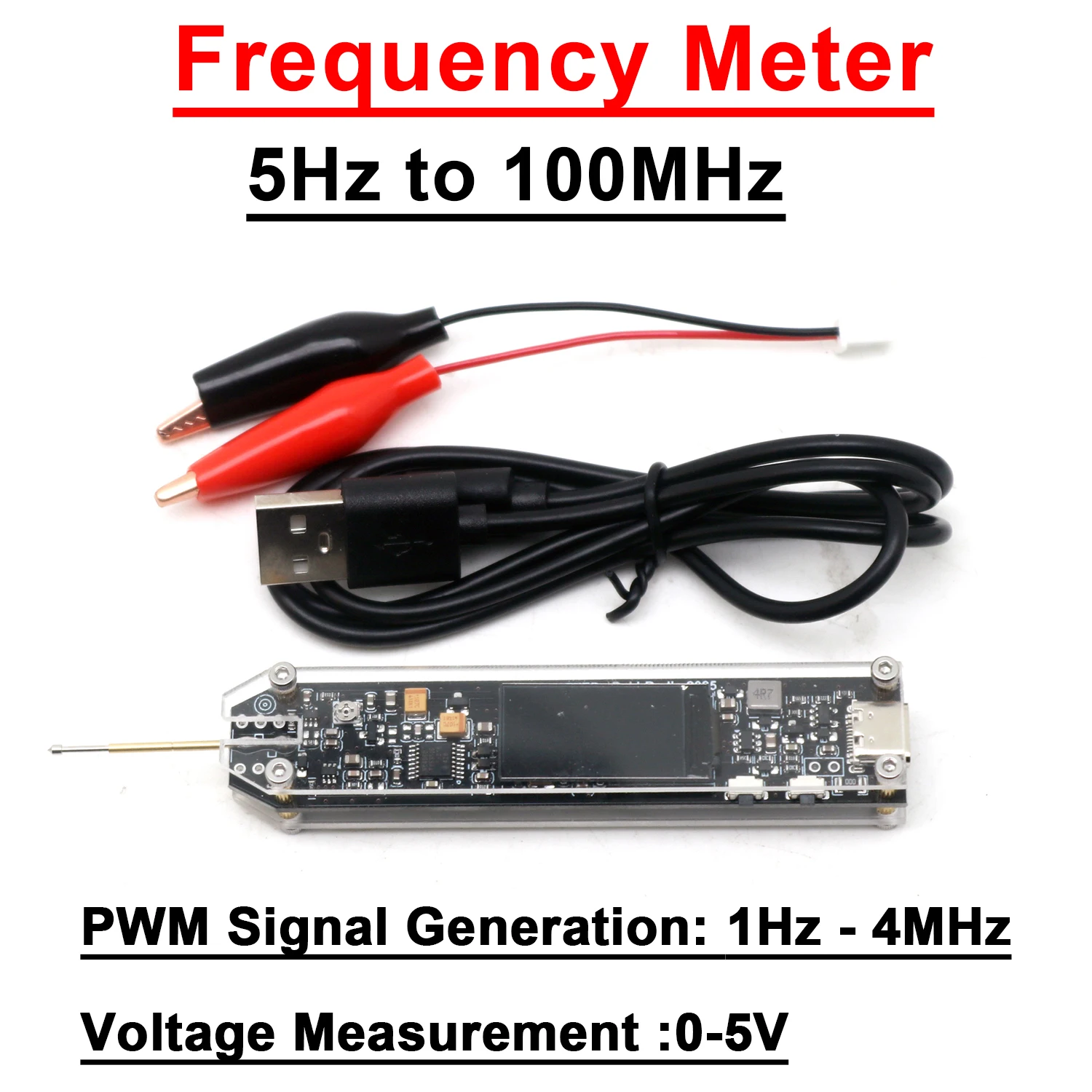 Pen Probe Frequency METER 5Hz ~100MHz PWM 1Hz - 4MHz Frequency Signal Generator 0-5V Voltage Detection RF Frequency Counter