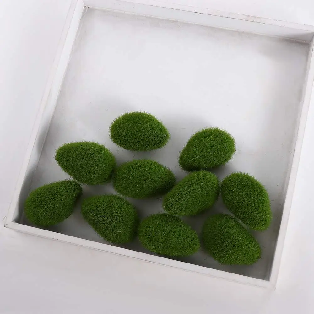 Covered Stones Wall Decor Floral Arrangements Simulation Plant Artificial Green Moss Ball Faux Green Moss Artificial Moss Rocks