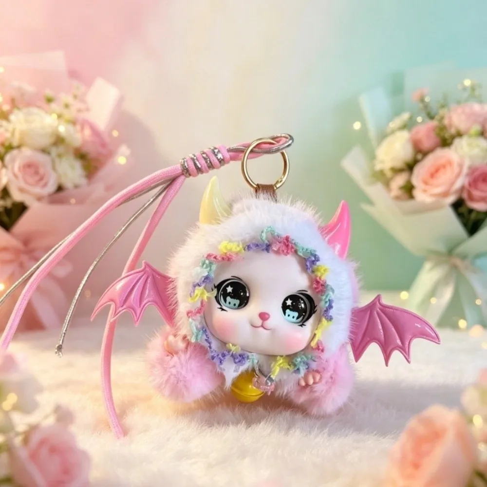Bag Pendant Plush Little Devil Horn Keychain Wings Devil Horns Plush Keychain Soft Cute Plush Doll Keyring Keychain Accessory