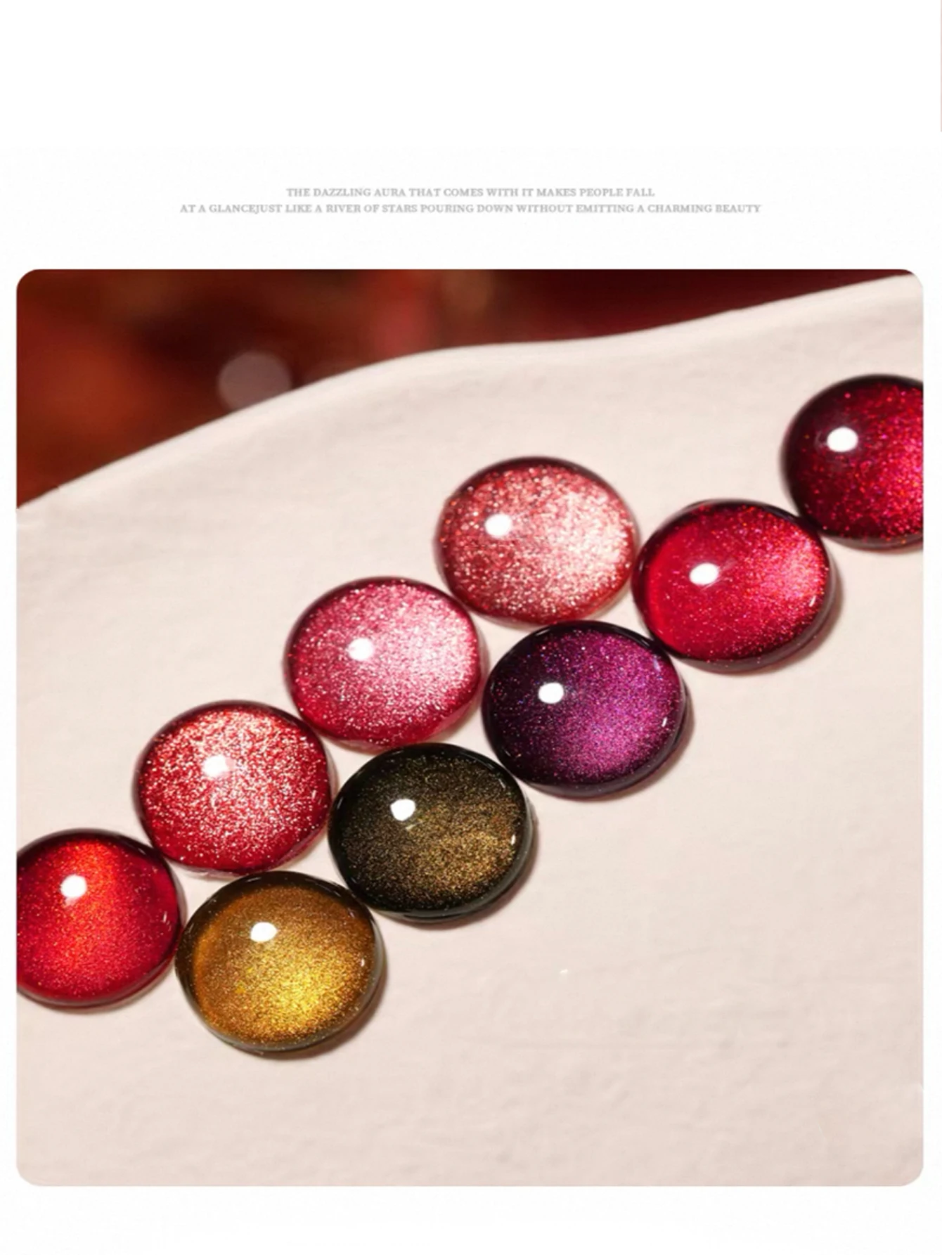 1-9PCS 레드 컬러 캣츠 아이 젤 네일 폴리시 2025 가을 겨울 인기 레드 골드 글래스 비즈 캣츠 아이 젤 네일 아트 용품