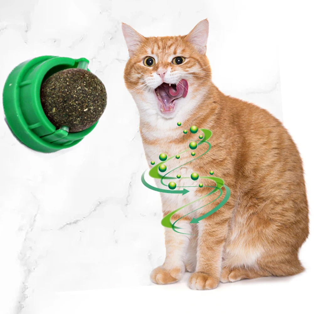 3Pcs Cats Wall Catnip Ball Self-Adhensive Kitten Lickable Ball Healthy Kitten Chew Toys Teeth Cleaning Catmint Toy Pet Supplies