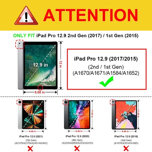 Imagen 2 del producto Con estuche para lápices para iPad Pro 12,9 1.a/2a generación 2015/2017 modelo A1584/A1652/A1670/A1671/A1821 funda delgada con soporte Capa