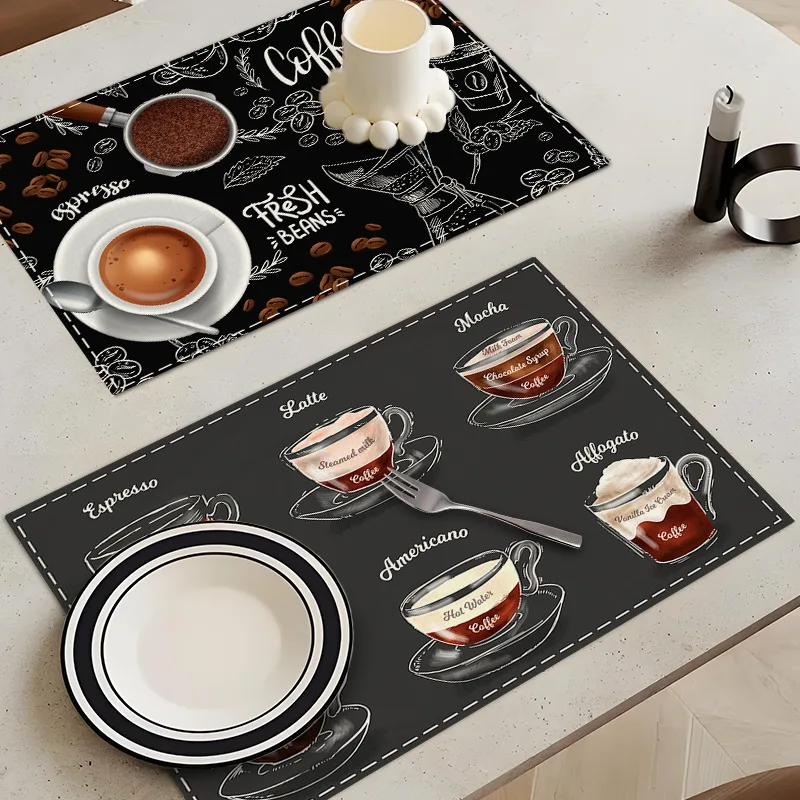Tägliche Kaffee-Leinen-Tischsets für festliche Dekoration, hitzebeständige und wärmeisolierende Tischauflagen für die Dekoration des Esstischs zu Hause.