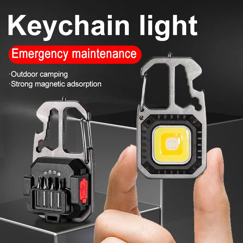 Xiaomi COB Keychain Work Light LED with Battery Display Portable Emergency Lighting for Camping Hiking Running Ultra Small Mini