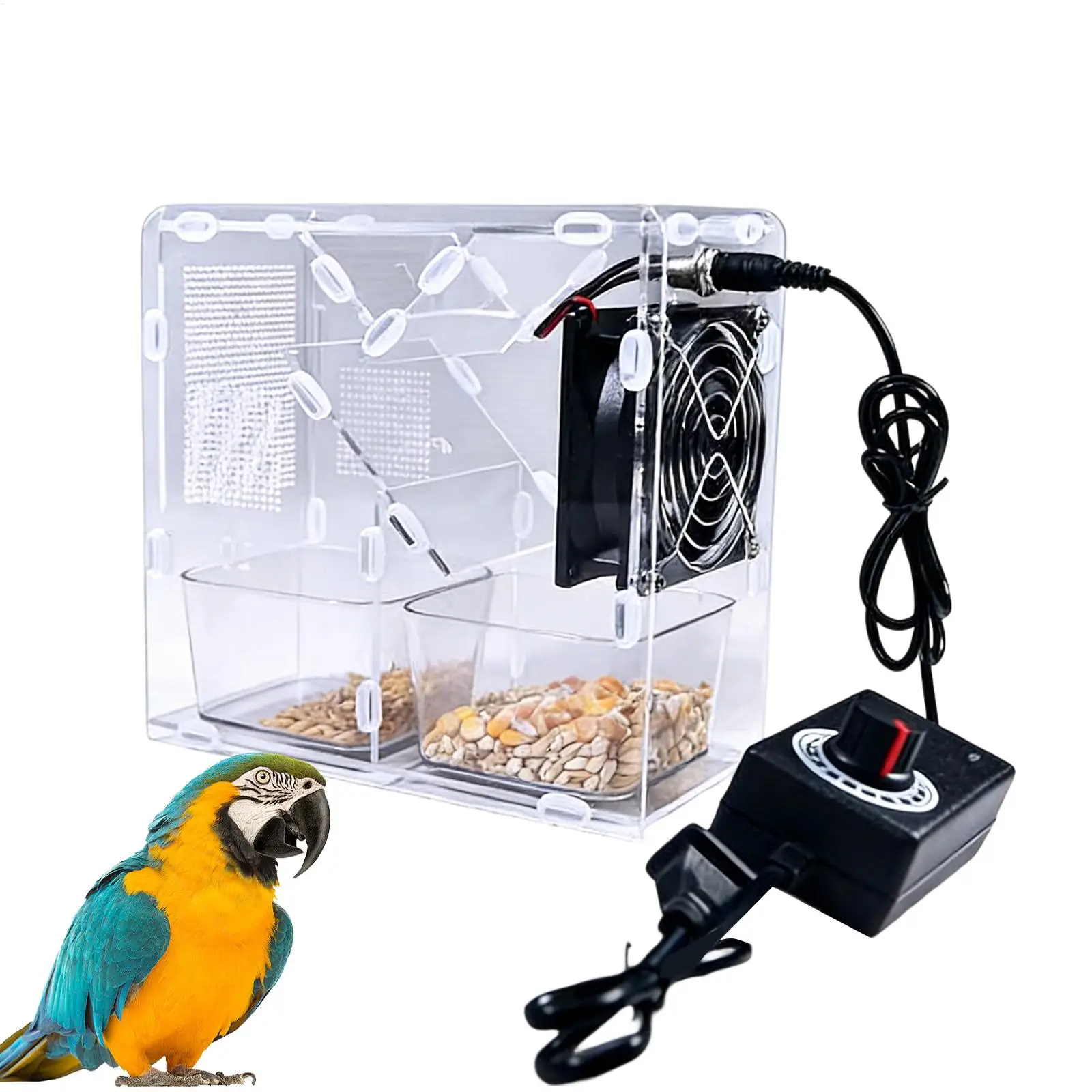 Bird Food Shell Remover Detachable Electric Clear Finch Food Sifter to Remove Shells for Finches Parrots Lovebirds Conures