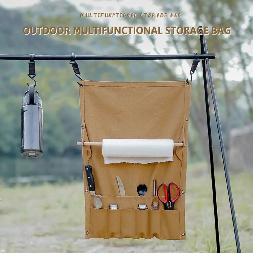 

Cutlery Storage Bag Cookware Storage Multi Pockets Towel Pouch Cutlery Hanging Holder Canvas Storage Rack Tableware Storage Bag