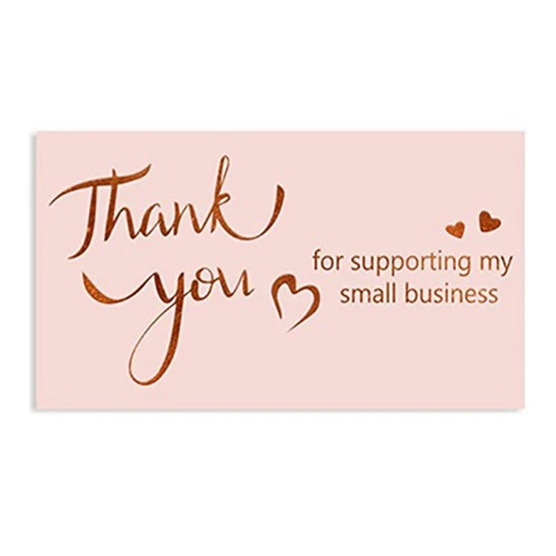 100 Pcs 2X3.5 Inches Thank You Card, Bronzing Heart-Shaped Thank You Card, DIY Sticker Label, Gift Decoration Card