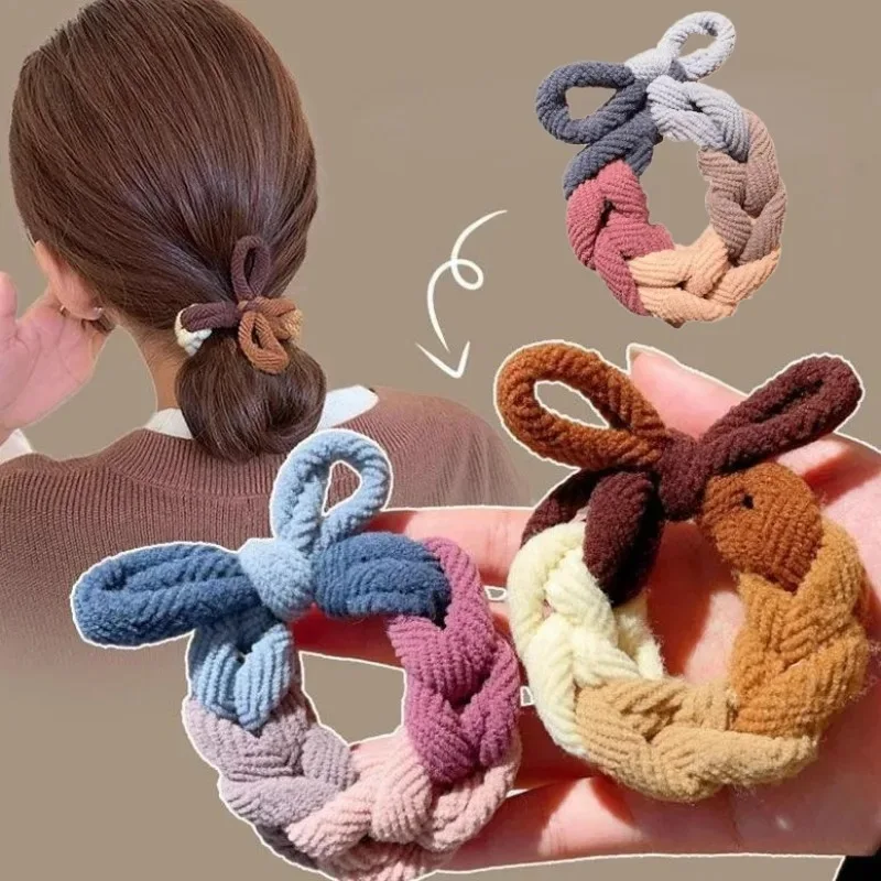 Simple Elastic Hair Ropes Hair Ties Thick Hair Scrunchie Macaron Bowknot Ponytail Holder Rubber Bands Headband Hair Accessories