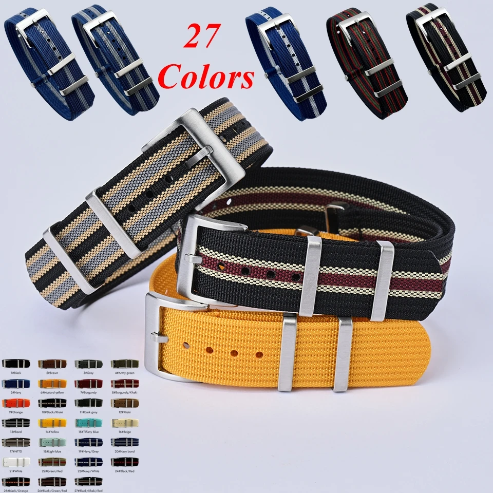 Image of HQ 18/20/22mm Militär-Nylon-Nato-Hanf-Wellenarmband, robustes, farbverlaufendes, mehrfarbiges Armband