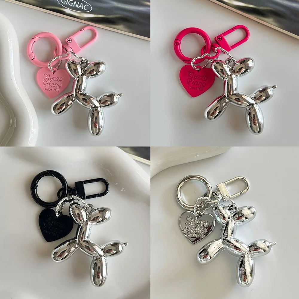 Korean Cute 3D Balloon Dog Keychain for Car Keys IPhone Accessories Trendy Heart Keyring Women Handbag Bag Pendant Key Chains