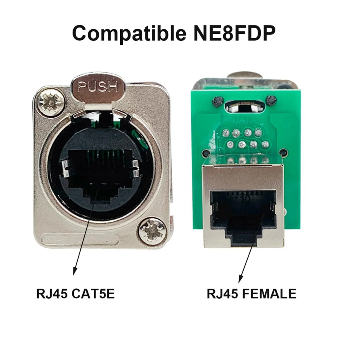 Imagem -02 - Ethernet Rj45 Conector Vertical de Montagem em Painel Série d Cat5 D-n8fdp Rj45 Painel de Passagem de Alimentação Jack