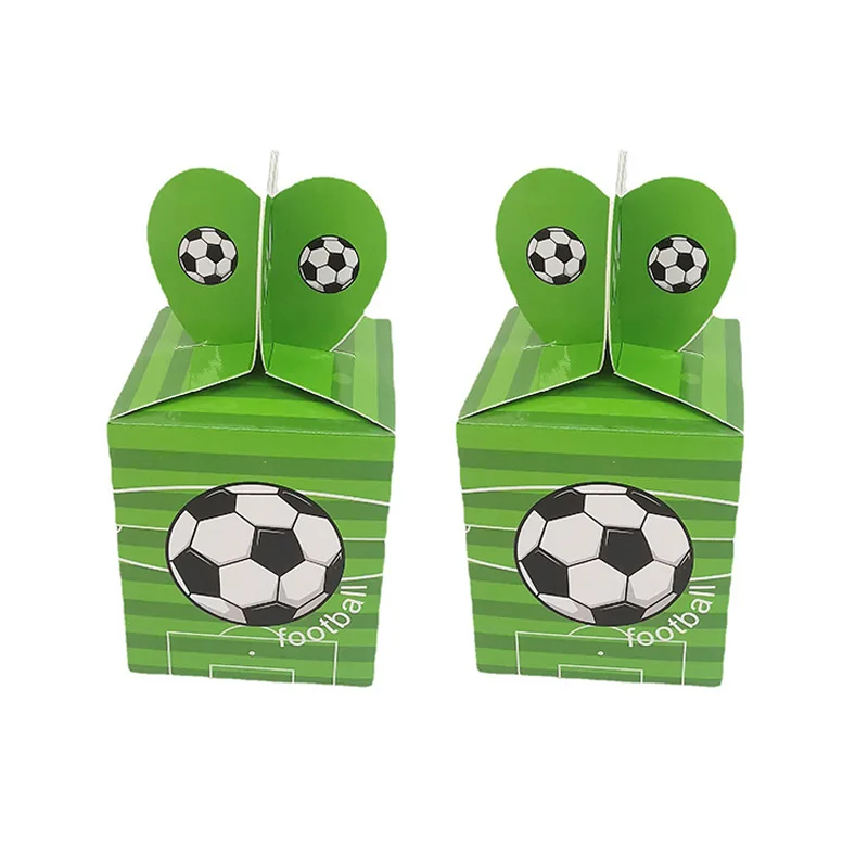 25/50Pcs Mini Green Football Field Candy Box Cartoon Kids Birthday Favor Gift Boxes Packaging Bag Baby Shower Party Decoration