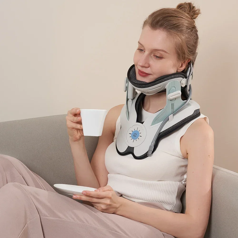Built-in 8 Airbags Cervical Neck Traction with Air Pump for Cervical Alignment Physical Therapy fast shipping