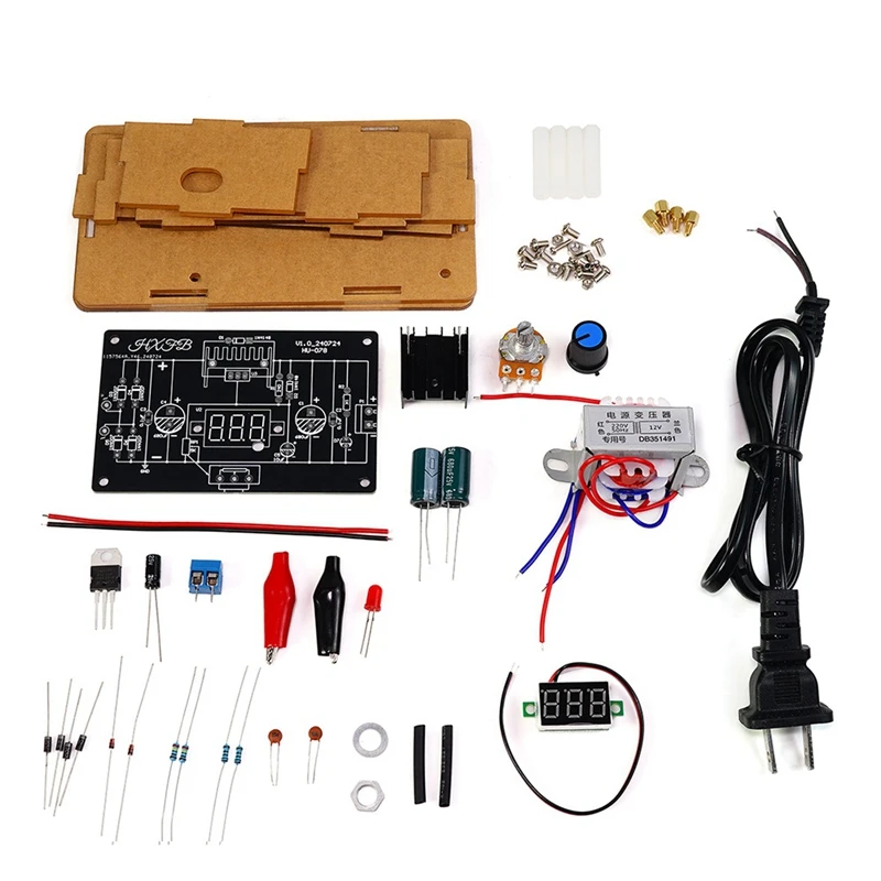 AB15-LM317 مجموعة إمداد الطاقة المنظمة القابلة للتعديل DIY LM317 إلى تيار مستمر 1.25-12 فولت مصدر طاقة ثابت (مع غلاف)