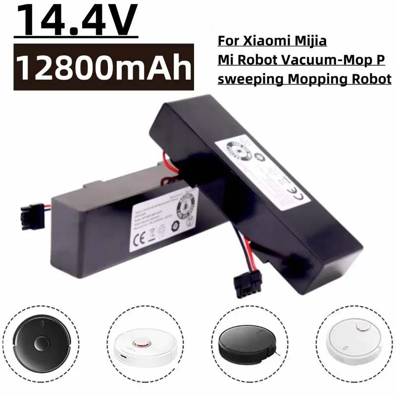 Bateria varredora de íon-lítio para xiaomi mijia mi robô aspirador de pó p, robô de varredura e limpeza, 18650 4s1p 14.8v 12800mah stytj02ym