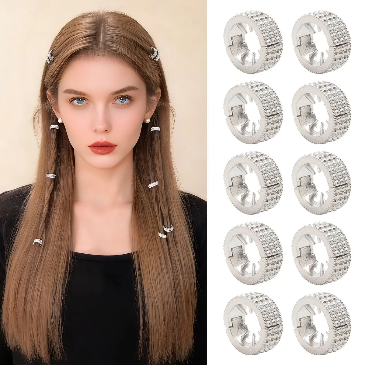 10pcs Mini Round Metal Hair Clips Vintage Silver Baby Hair Clips Girly Side-Swept Fringe Clips, Versatile Hair Accessory Set