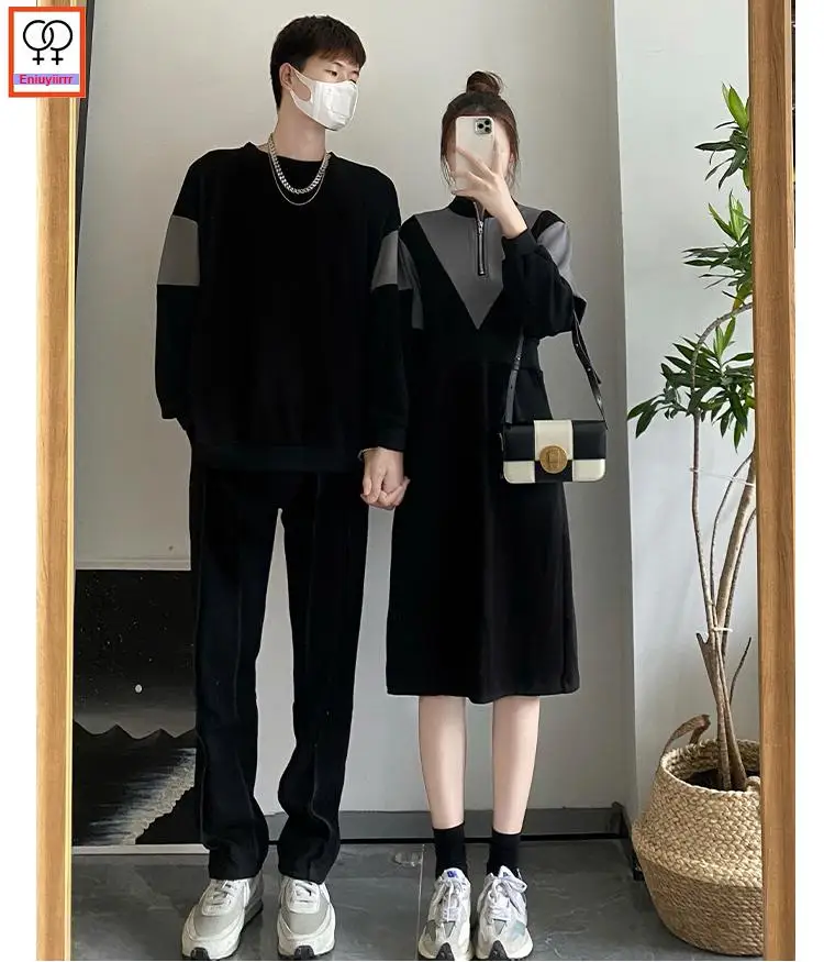 Matching Couple Clothes 2023 Holiday Honeymoon Autumn Outfits Date Girls Boyfriend Female Male Lovers Couple Hoodies Dress