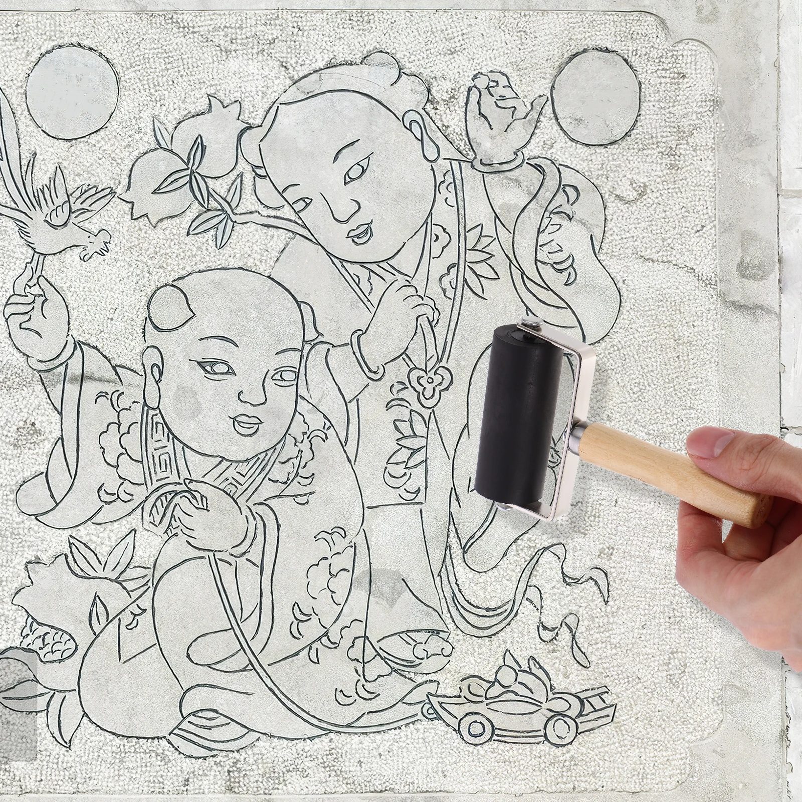 

3pcs Printmaking Roller Rubber For Crafting Painting Ink Application Tool Comfortable Grip Sturdy Art Craft