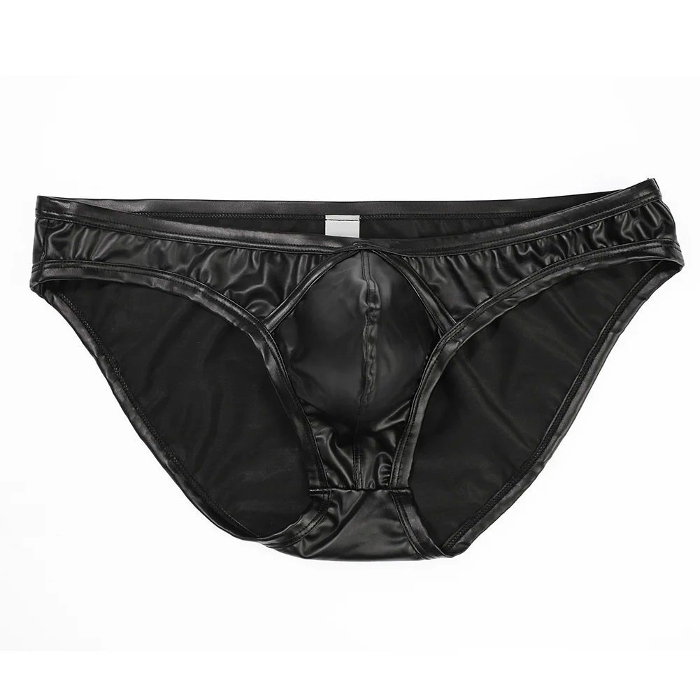 

Men's Panties Imitation Leather Seamless Lingerie Breathable Underwear Gay Sissy Bulge Pouch Underpants Elastic Briefs Knickers