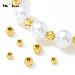 18K Gold Plated Brass Striped Cut Flower Spacer Beads,Separators Beads For Bracelets,DIY Needlework Jewelry Making Accessories