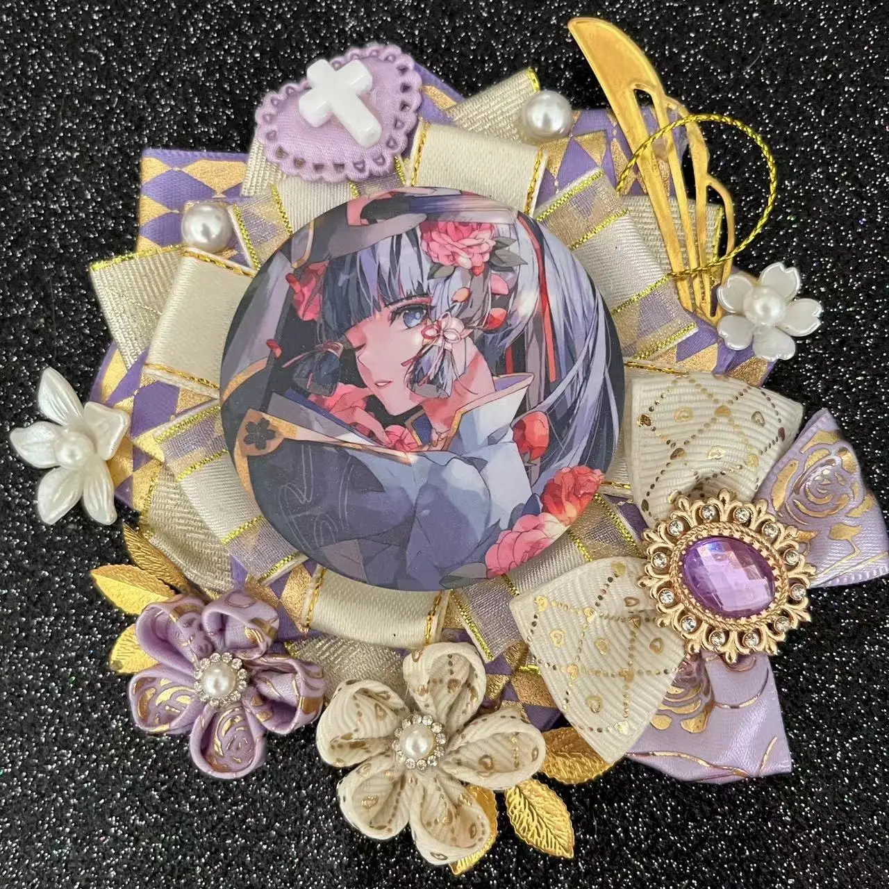 luxury badge holder，lolita Base Tray Accessories Ita bags，cute bow Badge Rosette ，Anime cosplay  ribbon backpack