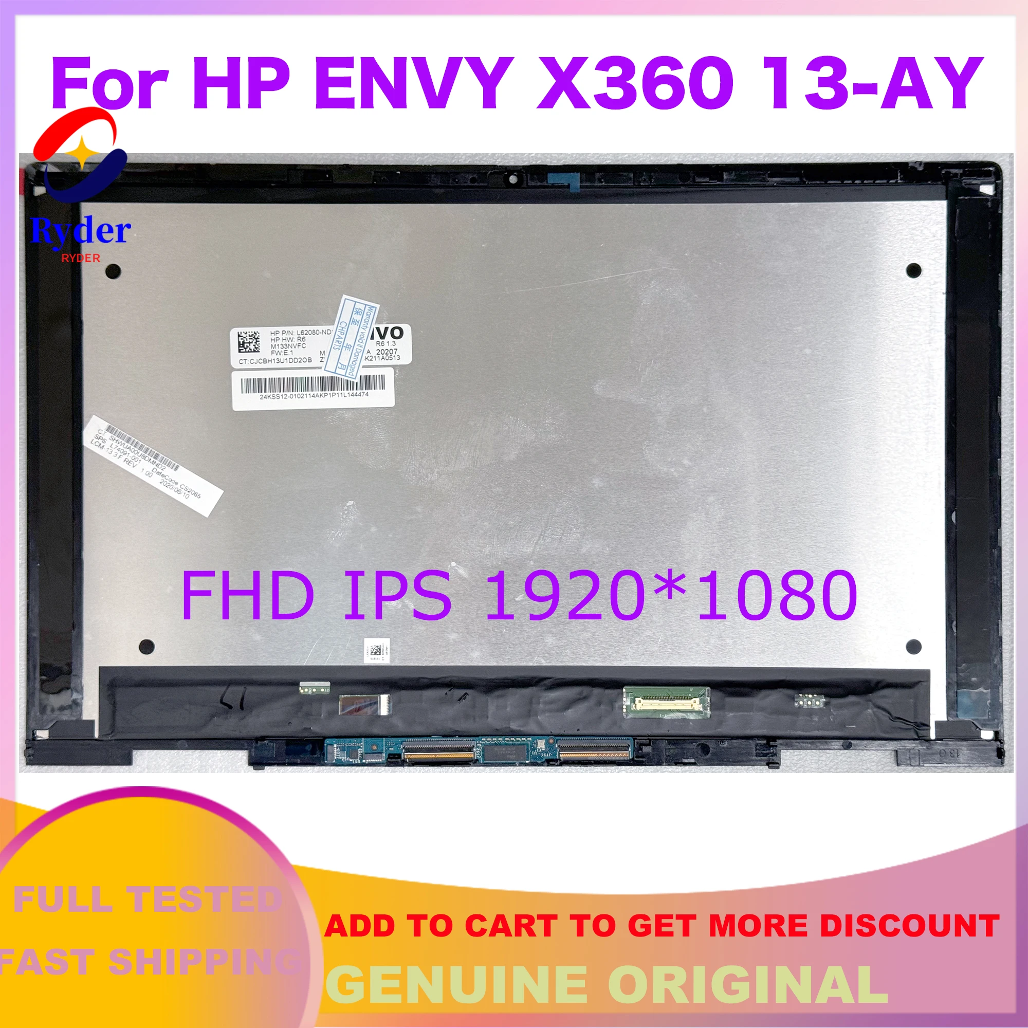 

For HP ENVY X360 13-AY 13Z-AY000 13-AY0006CA 13-AY0008CA 13-AY0010CA 13-AY0021NR 13-AY0055CL LCD Touch Screen Assembly Display