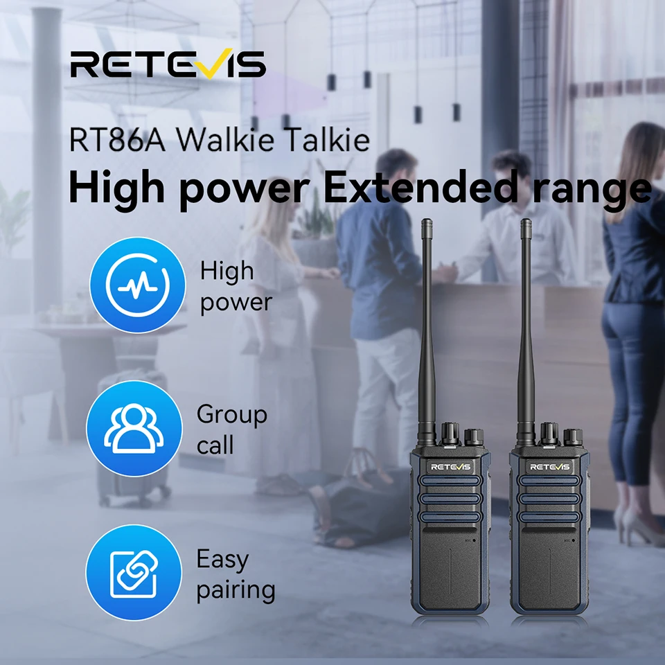 Retevis RT86A Walkie-Talkie, professionell, große Reichweite, lange Akkulaufzeit, langlebig, 2500 mAh, Zwei-Wege-Radio für Outdoor-Geschäfte – Detail 7