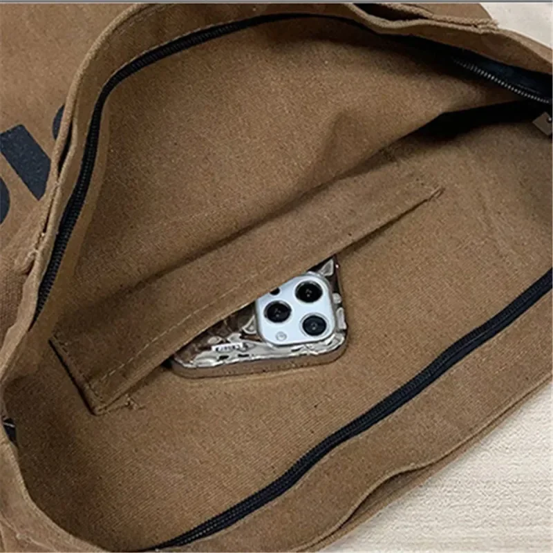 New Thickened Washed Canvas Bag, Korean Women Handbag Shoulder Bag, Large Capacity Women\'s Shopping Bags, Student School Bags