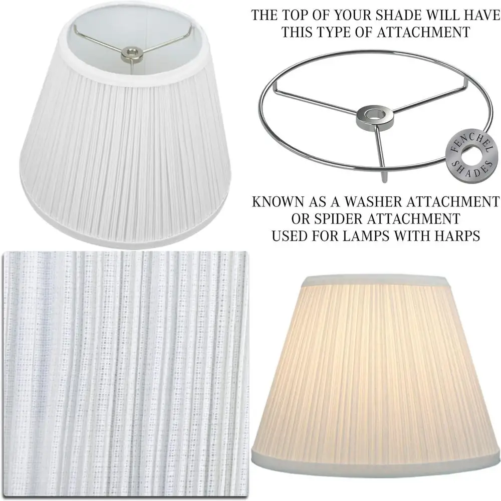 

Round Lampshade 6 Top x 10 Bottom x 8 Slant Height with 0.4 Spider Attachment for Table and Floor Lamps