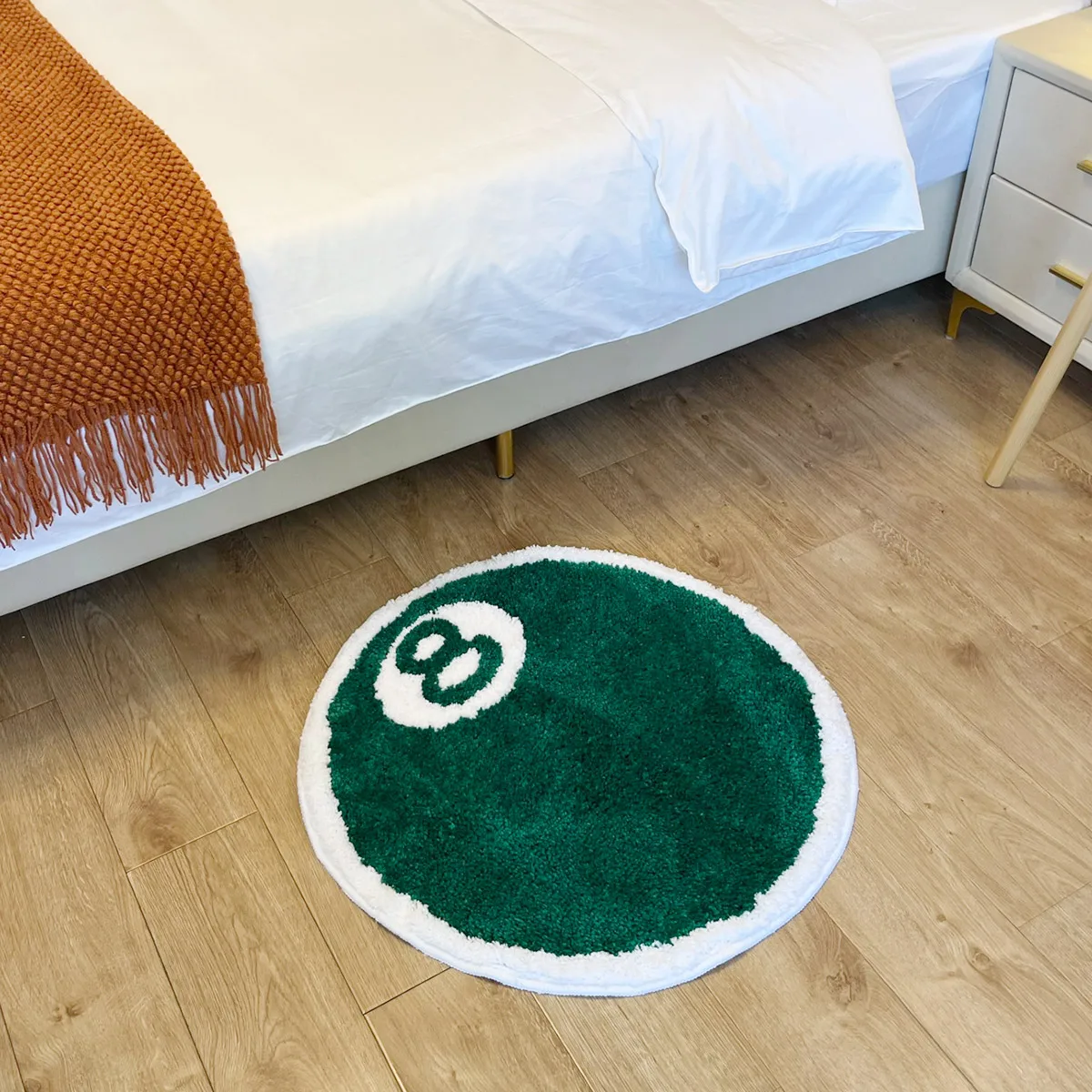 Green No. 8 Round Billiards Tufting  Rug Carpet Soft Plush Tufted Mug Kitchen Carpet Rugs Non-Slip Abosrbent Bathroom Floor Mat