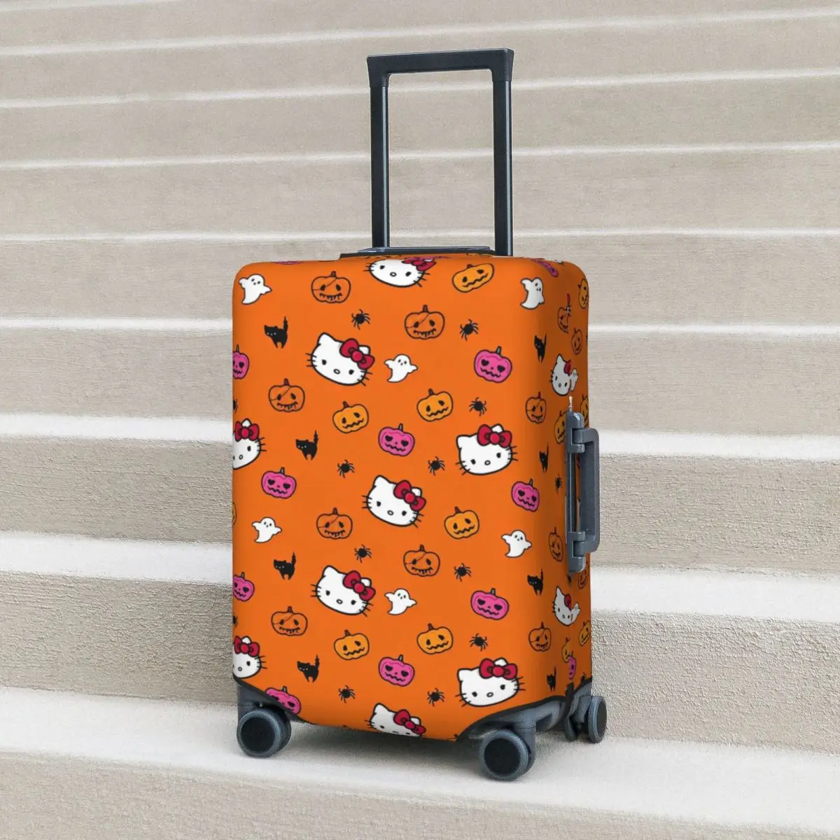 Hello Kitty Backgrounds Halloween Suitcase Cover Cute Cat Animal Strectch Business Protector Luggage Supplies Holiday