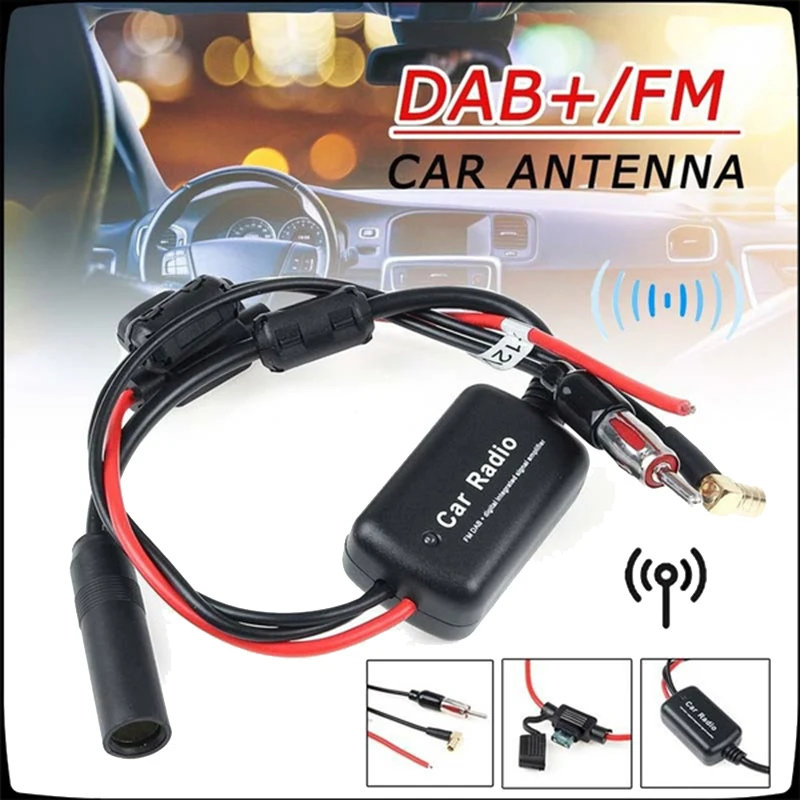 

Universal DAB + FM Car Antenna Aerial Splitter Cable Digital Radio + Amplifier Accessories