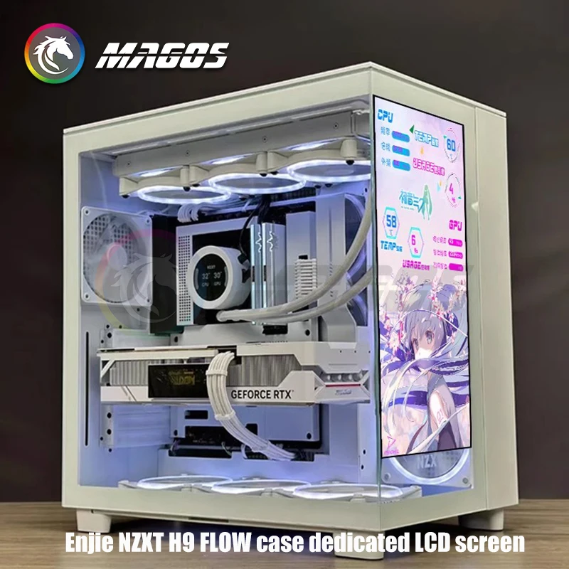 Computer Expand Screen For NZXT H9 FLOW Side Panel Display Dedicated DIY Dynamic Monitoring LCD Support AIDA64 PC Control