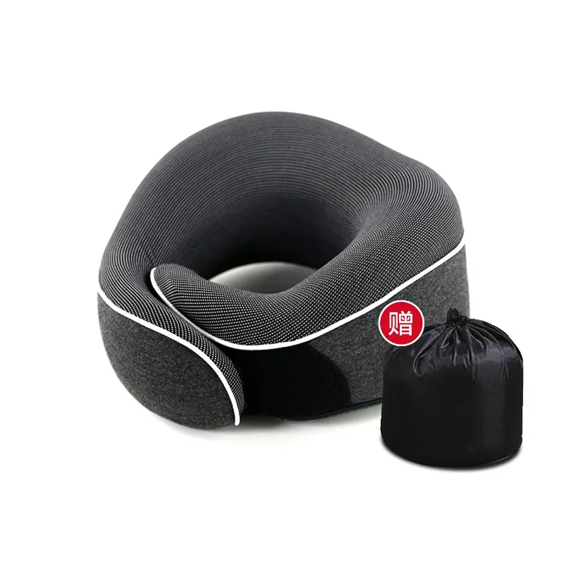 Memory Foam Neck Pillow 360° Cervical Support Breathable Adjustable Strap Portable Travel Pillow for Airplane Car Office Nap