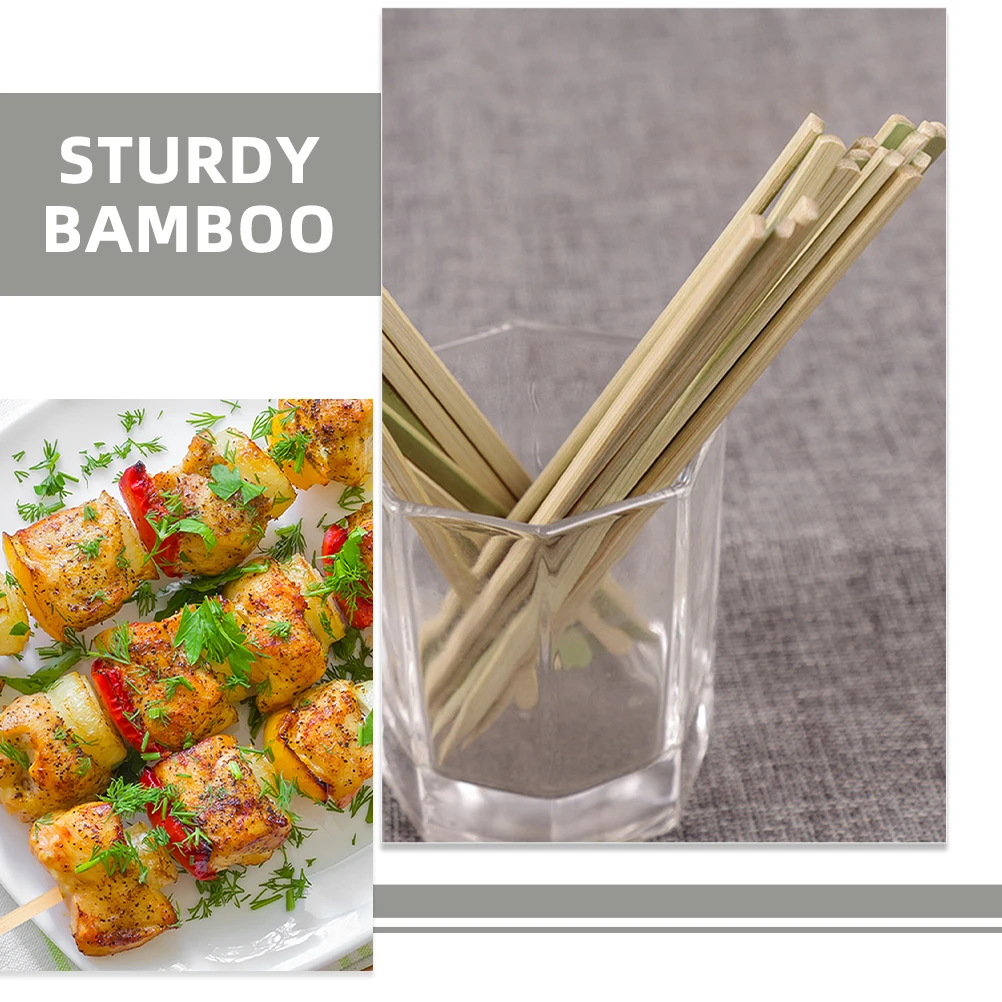 

100pcs Bamboo Skewers For Bbq Grill Sticks Flat Handle Chicken Skewers Camping Cooking Craft Tools Bbq Food Sticks