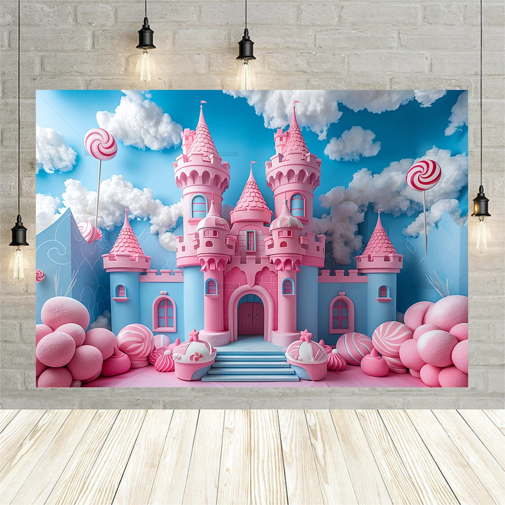 Sweet Candy Castle Girl\'s Birthday Backdrops for Photography Baby Shower Party Decor Photo Photographic Background Studio Shoot