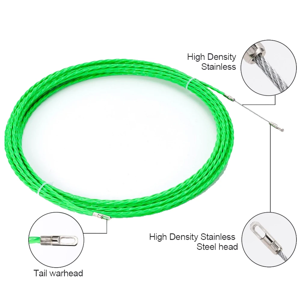 Polyester Threading Tool for Electrical Wiring Projects Wire Puller with Tighteners and Waterproof Handles 10M 20M 30M 50M Green