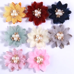 10Pcs 5CM Handmade DIY Fabric Artificial Flowers With Star Center For Wedding Decoration Garment Shoes Hats Craft Projects