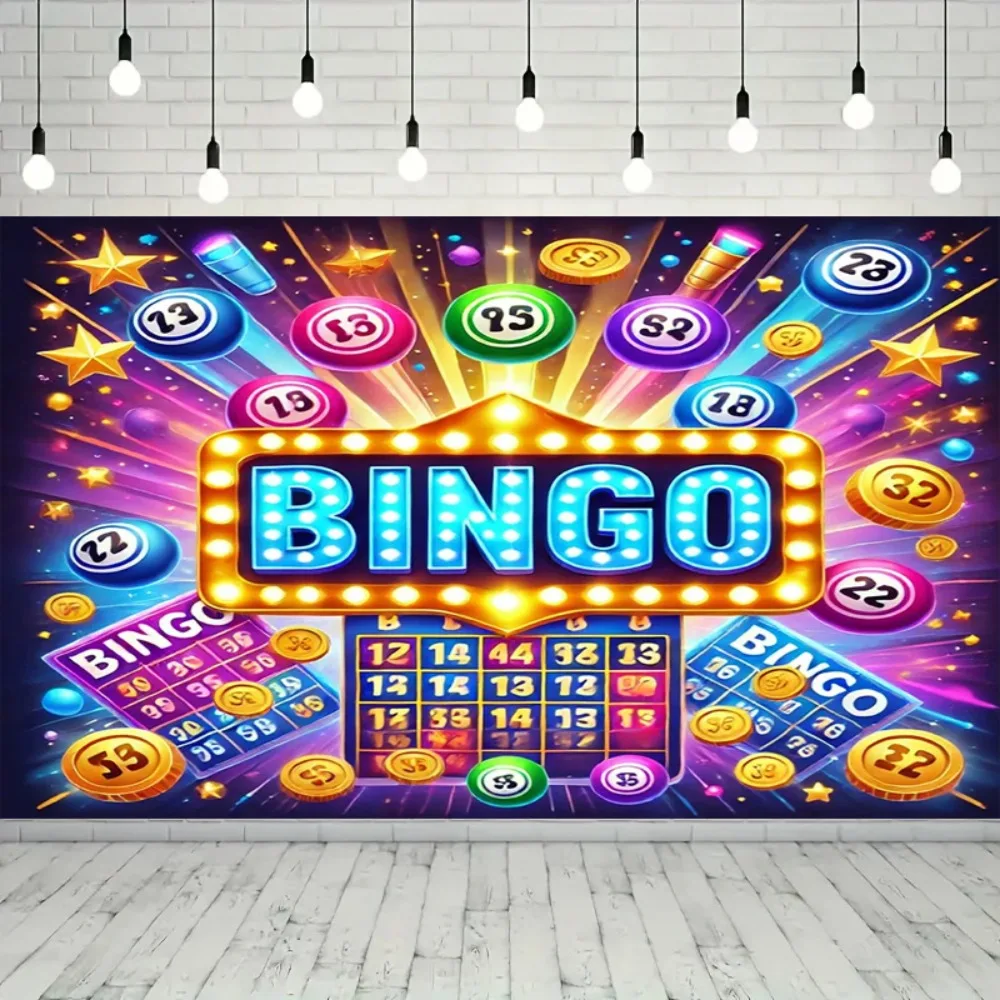 Bingo-Nacht-Thema Geburtstagsbanner Fotografie-Hintergrund, Kindergeburtstagsparty, Heimdekoration Fotostudio-Kulisse