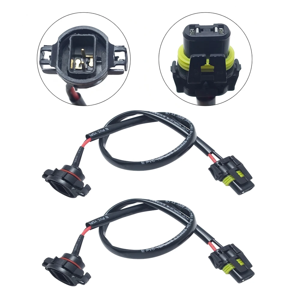 2 Pieces 9006 or 9005 to PSX24W 5202 (H16) Wiring Pigtail Conversion Harness Connector Wire Adapter Socket Plug Interface Cable