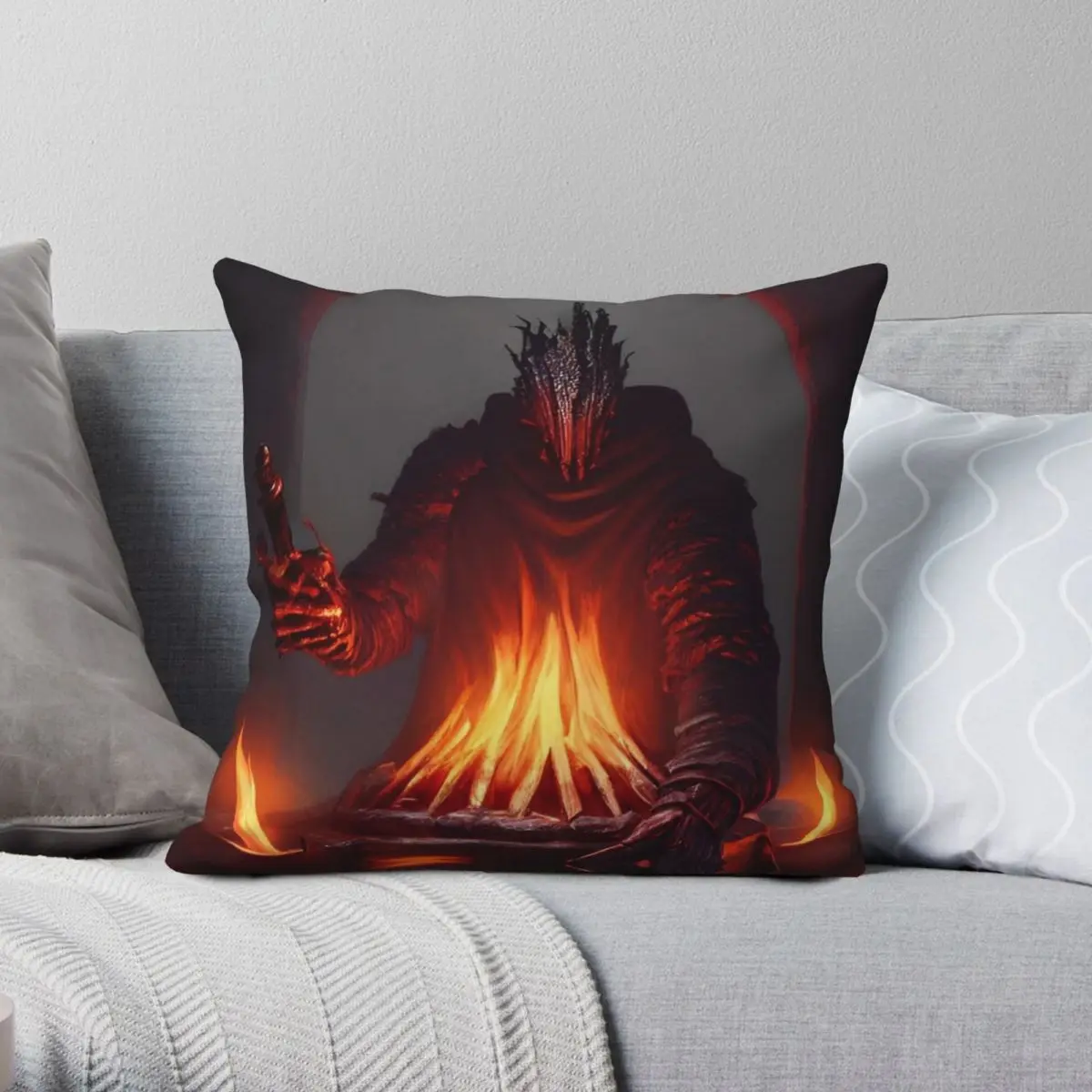 Dark Souls Demon Ruins Bonfire Square Pillowcase Polyester Linen Velvet Creative Zip Decor Home Cushion Case Wholesale 18