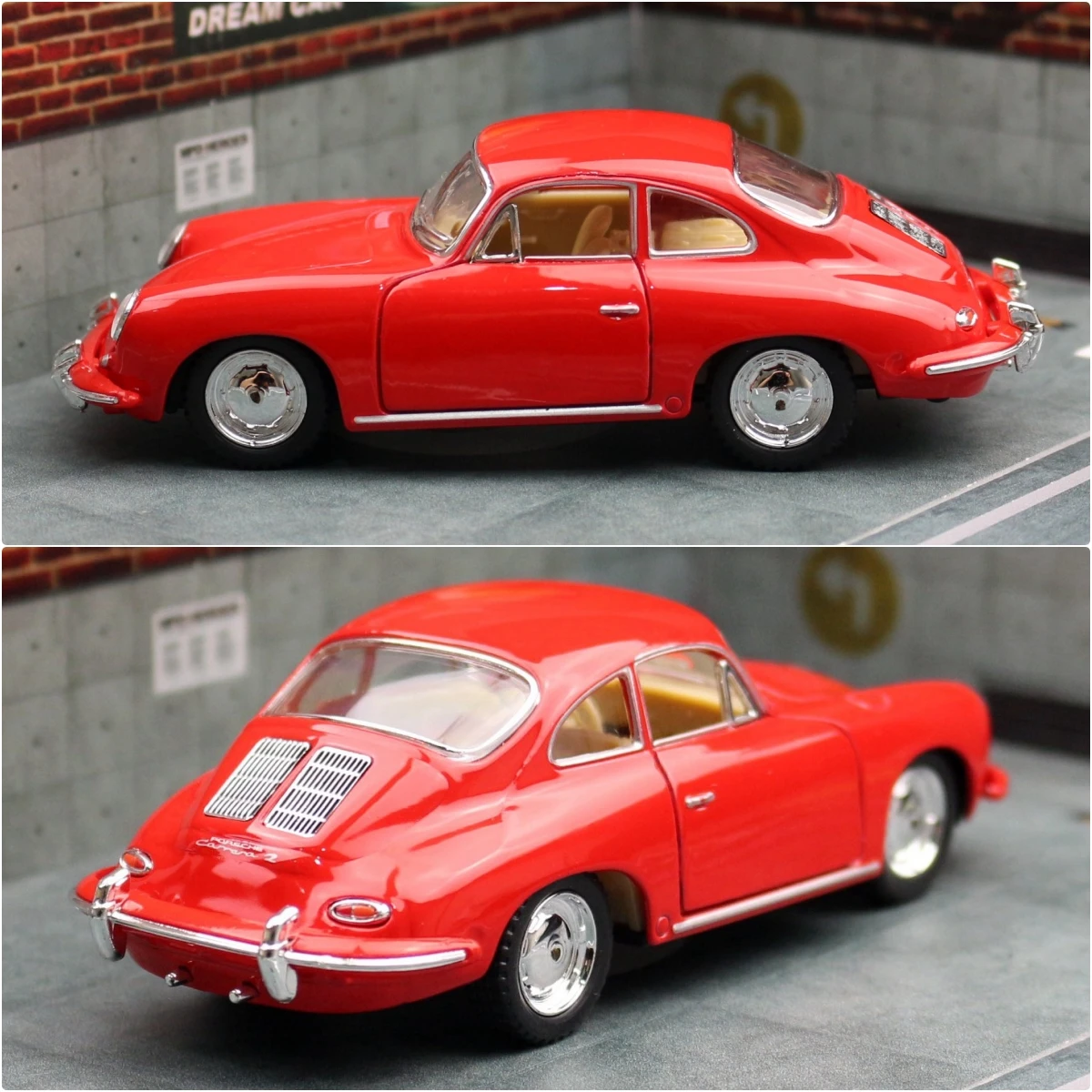 KiNSMART Toy Car Model 1/32 Porsche 356 B Carrera 2 Classical Diecast Miniature Vehicle Collection Gift For Children Boys Kid