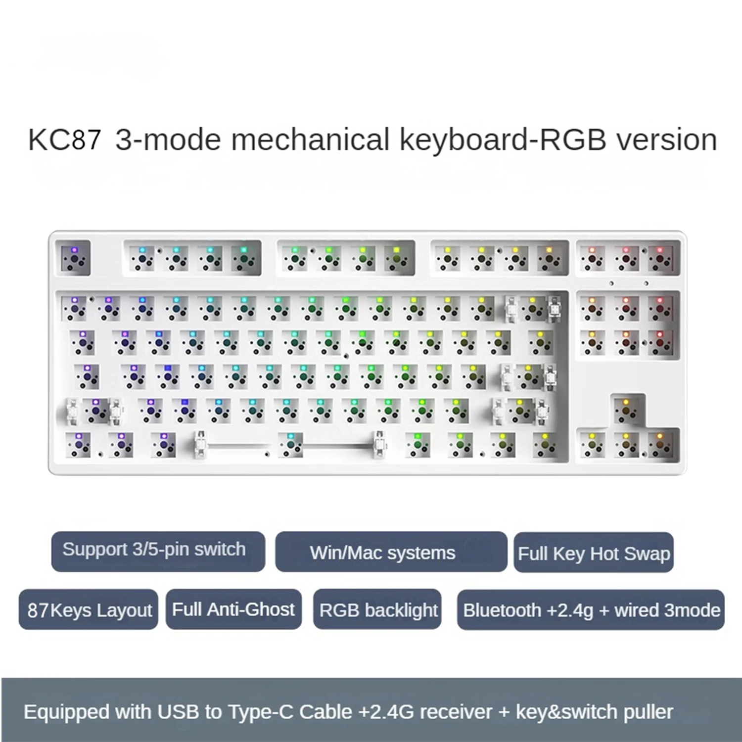 Imagem -01 - Mathew Tech-teclado Mecânico Barebone Gaming Layout kl Hot Swap Rgb Kit Faça Você Mesmo Mode Kc87 Clássico 87 Chaves mathew tech teclado mecanico barebone gaming layout kl hot swap rgb kit faca voce mesmo mode kc87 classico 87 chaves 01