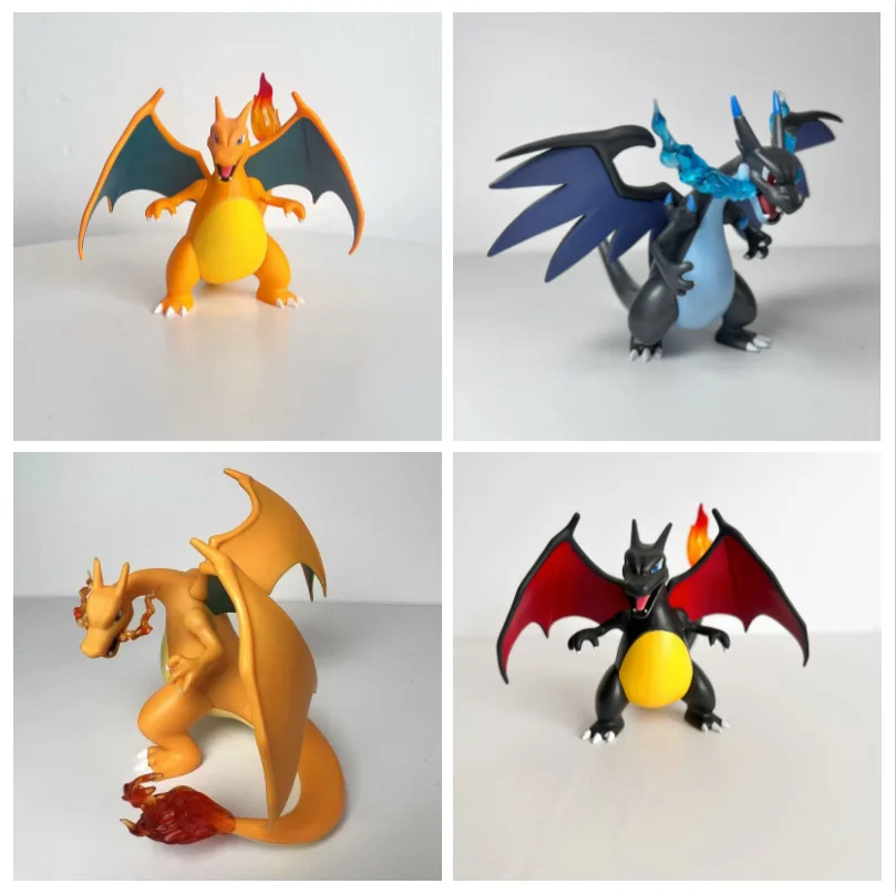 

Фигурки покемонов в стиле аниме mega Charizard X. Фигурки героев, модель статуи из ПВХ, коллекция украшений для рабочего стола, аниме-игрушки, подарки