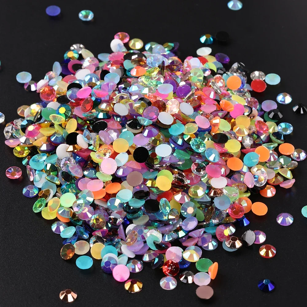 Toplu toptan 2-6mm jöle AB reçine olmayan sıcak düzeltme Rhinestones düz geri plastik kristaller Strass Glitters büyük paket taşlar