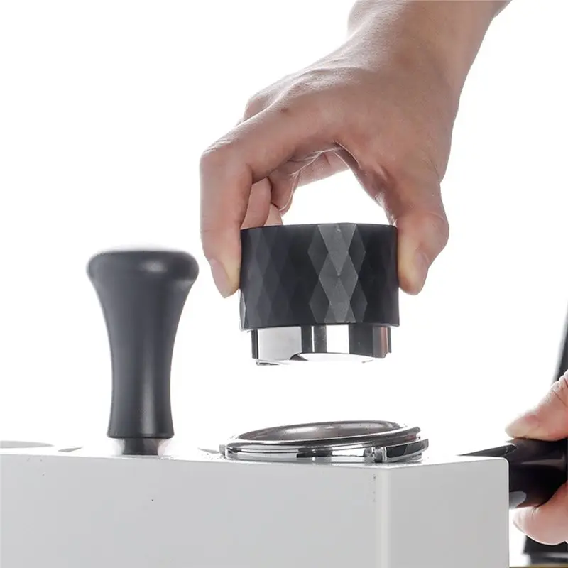 ABLN-Diamond Texture Handle With Whirlwind Pattern Base Stainless Steel Gravity Coffee Tamper Coffee Powder Distributor