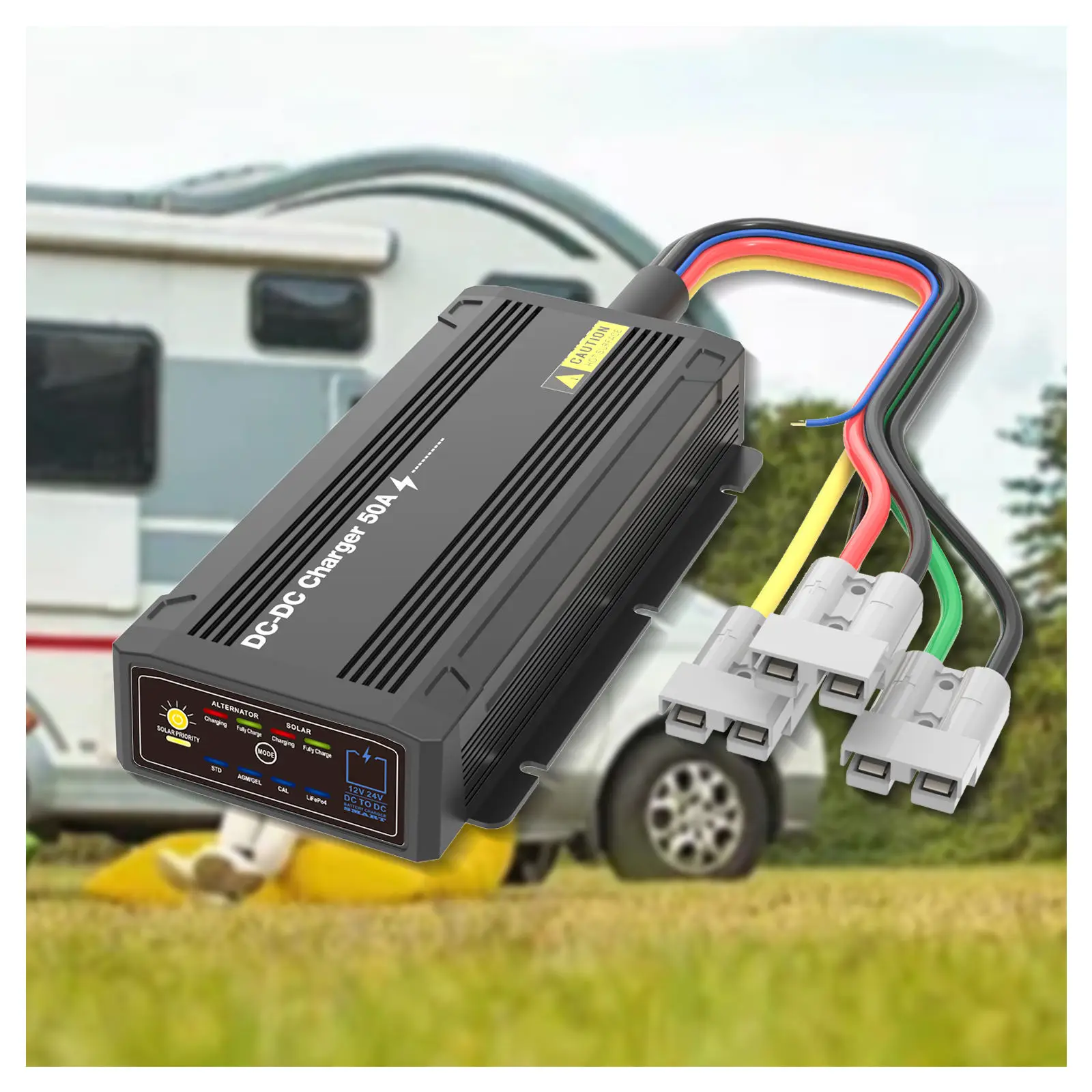 50A DC to DC Car Battery Charger 12-24V Lead Acid Lithium Charger for Lead Acid Battery